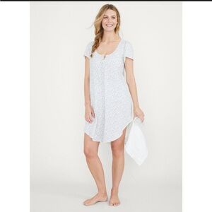 Hatch Maternity Soft Pointelle Nightgown Sleep Dress Sz 1 Floral Cotton Buttons